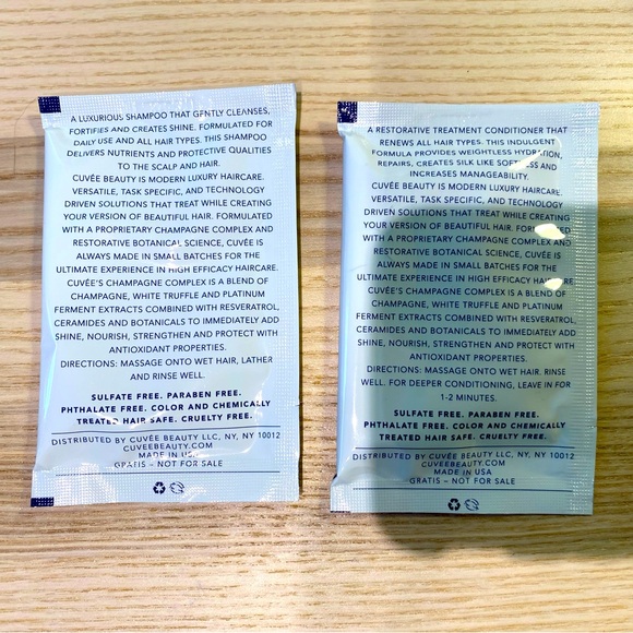 NWT CUVÉE BEAUTY Champagne Infused Shampoo and Conditioner Sample Set - Picture 5 of 15